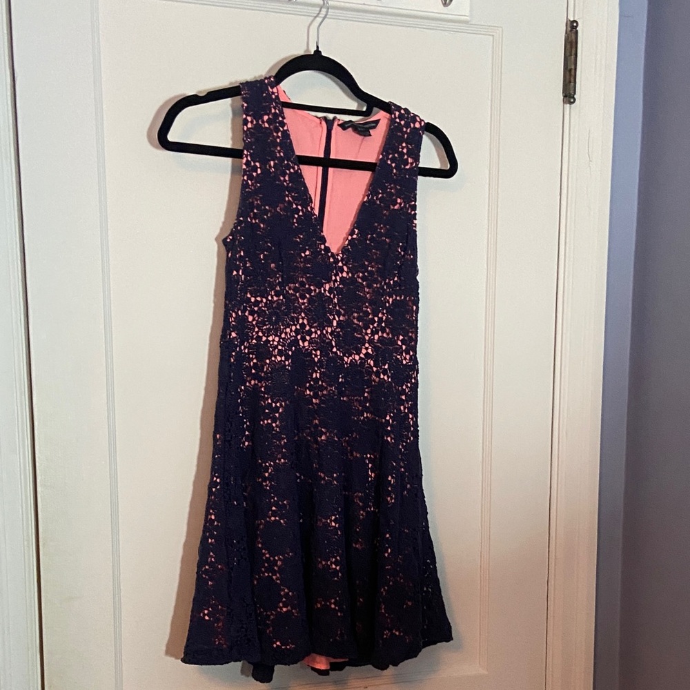French Connection Pink Dress with Navy Trim